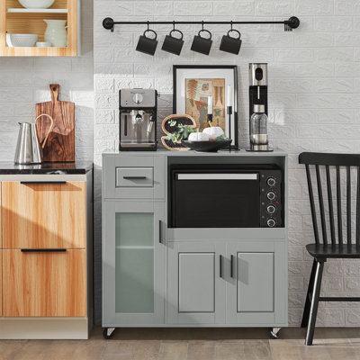 Sobuy Fsb78-HgSideboard Microwave Cabinet Dining Room Cupboard Kitchen Trolley,grey,w89Xd40Xh89.5 from B&Q