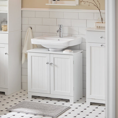 Sobuy Bzr18-Ii-WUnder Sink Cabinet Bathroom Vanity UnitSuitable For Pedestal Sinks,white,w60Xd30Xh60 from B&Q