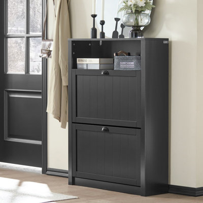 Sobuy Fsr87-SchShoe Cabinet Shoe Rack Shoe Storage Cupboard Organizer UnitBlack,w80Xd24Xh110 from B&Q
