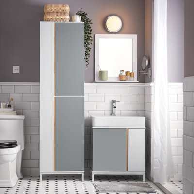 Sobuy Bzr76-Hg,bathroom Tall Cabinet With Side Storage Shelves,grey,w50Xd30Xh181 from B&Q