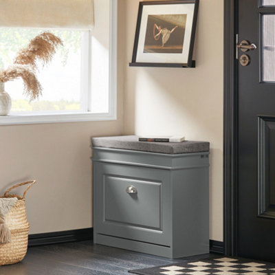 Sobuy Narrow Shoe Storage Bench With Flip Drawer,fsr82-K-Hg