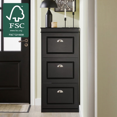 Sobuy Shoe Cabinet With 3 Flip-Drawers 20.9X9.4X46.1 Inch Fsr94-SchBlack from B&Q