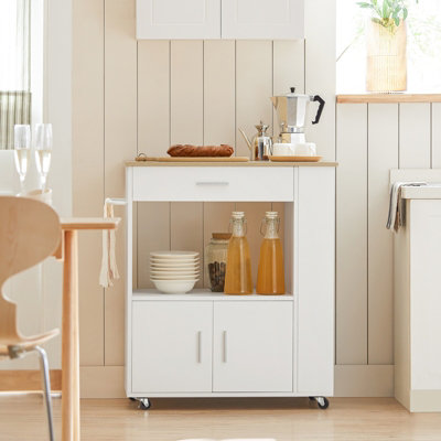 Sobuy Fkw113-NwKitchen Trolley Cart Storage Trolley Serving Trolley Microwave Cabinet,w75Xd46Xh88 from B&Q