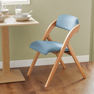 B&Q -  Fst92-Bl,folding Chair Wooden Chairs Padded Seat Desk Chair Office Dining Chair,blue,w47Xd51Xh78