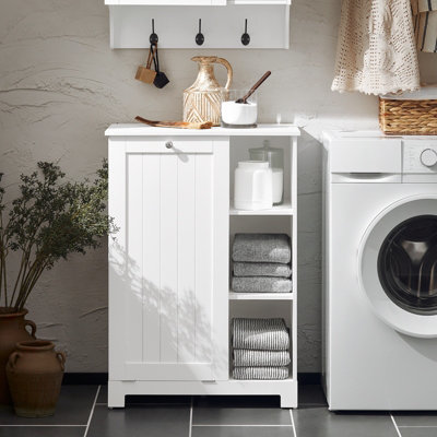 Sobuy Bzr105-WLaundry Cabinet Chest Bathroom Storage Cabinet With Laundry Basket,white,w60Xd38Xh85 from B&Q
