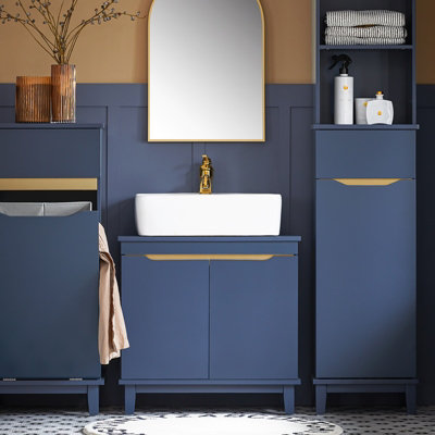 Sobuy Bzr113-B,bathroom Vanity Unit Under Sink Storage Cabinet Navy ,blue,w60Xd30Xh58 from B&Q