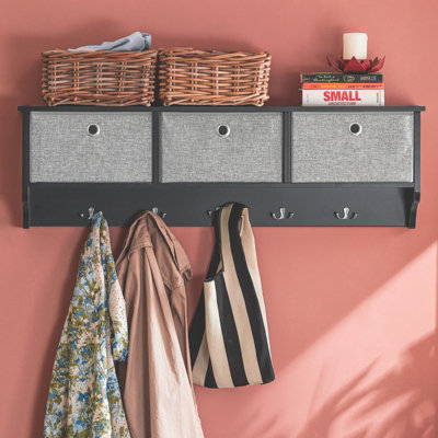 Sobuy Frg282-SchWall Coat Rack Wall Shelf Wall Storage Cabinet UnitBlack,w100Xd20Xh31 from B&Q