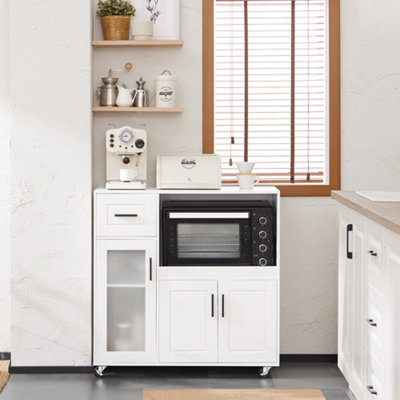 Sobuy Fsb78-WSideboard Microwave Cabinet Dining Room Cupboard Kitchen TrolleyWhite from B&Q