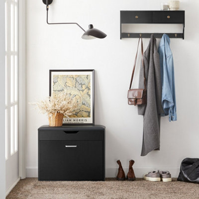 Sobuy Fsr95-SchHallway Shoe Rack Shoe Bench Shoe Cabinet With Folding Padded SeatBlack,w60Xd30Xh49 from B&Q