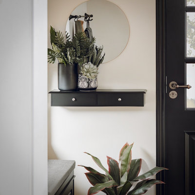 Sobuy Frg43-SchWall Mounted Display Storage Shelf Unit With 2 DrawersBlack,w64 X D15 X H10Cm from B&Q