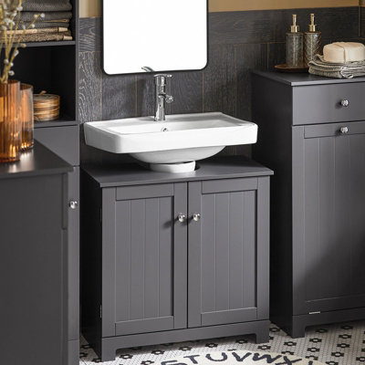 Sobuy Bzr18-Ii-DgUnder Sink Cabinet Bathroom Vanity UnitSuitable For Pedestal SinkGrey,w60Xd30Xh60 from B&Q
