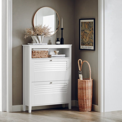Sobuy Fsr152-WHallway Shoe Cabinet Shoe Rack Shoe Storage Cupboard Organizer,white,w80Xd25Xh108