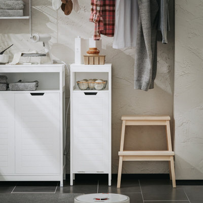 Sobuy Bzr122-WBathroom Laundry Cabinet Bathroom Storage Cabinet With Laundry Basket,white,w30Xd30Xh89 from B&Q