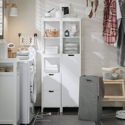 Sobuy Bzr123-WBathroom Tall Cabinet Bathroom Storage Cabinet With Laundry Basket,white,w30Xd30Xh144 from B&Q