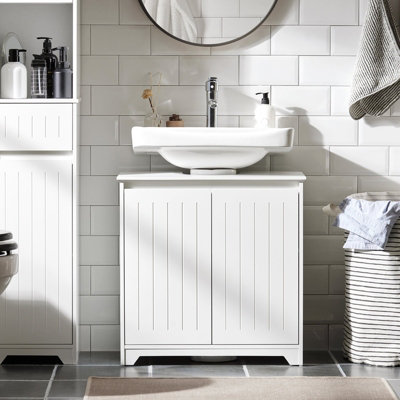 Sobuy Bzr108-Ii-W,under Sink Cabinet Vanity Unit Bathroom Storage Cabinet With 2 Doors Suitable For Pedestal Sinks from B&Q