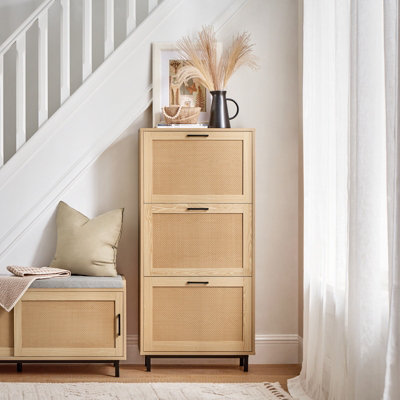 Sobuy Fsr155-N,shoe Cabinet Wood Storage Organizer Flip Drawers Cupboard Rack,wood Veneer,w60Xd23.8Xh127 from B&Q
