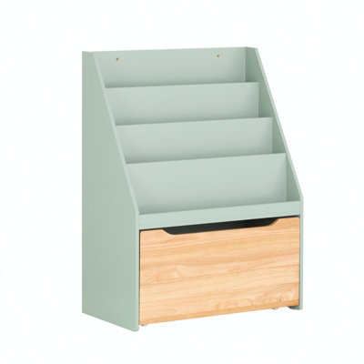 Sobuy Kids Bookcase Toy Storage Shelf With Wheels And Chest In Green from B&Q
