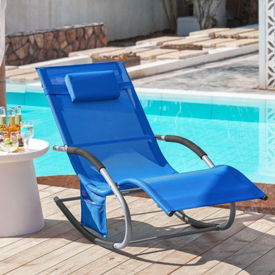 Sobuy Ogs28-KbOutdoor Garden Rocking Sun Lounger Recliner Relaxing Chair With Headrest And Side BagSapphire Blue from B&Q