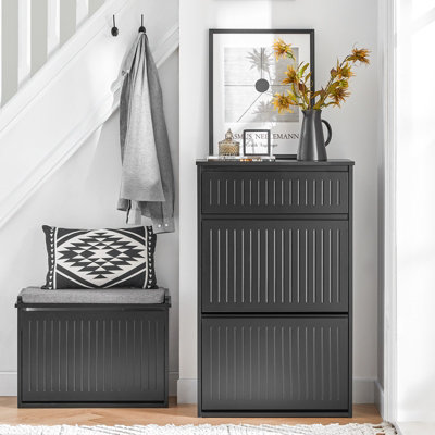 Sobuy Fsr165-Sch2 Flip-Drawers 1 Pull Out Drawer Shoe Cabinet Shoe Rack Shoe Storage CupboardBlack,w61Xd26Xh100 from B&Q
