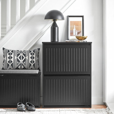 Sobuy Fsr165-K-Sch2 Flip-Drawers Shoe Cabinet Shoe Rack Shoe Storage CupboardBlack,w61Xd26Xh81