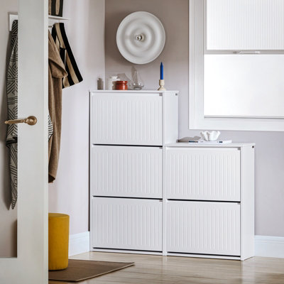 Sobuy Fsr165-H-W3 Flip-Drawers Shoe Cabinet Shoe Rack Shoe Storage Cupboard,white,w61Xd26Xh119.5 from B&Q
