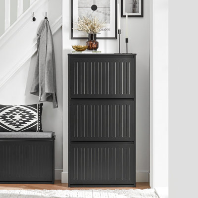 Sobuy Fsr165-H-Sch3 Flip-Drawers Shoe Cabinet Shoe Rack Shoe Storage CupboardBlack,w61Xd26Xh119.5