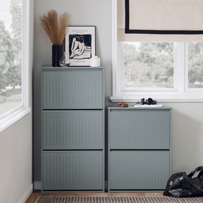 Sobuy Fsr165-H-Hg3 Flip-Drawers Shoe Cabinet Shoe Rack Shoe Storage CupboardGrey,w61Xd26Xh119.5