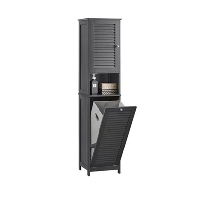 Sobuy Bzr124-DgTall Bathroom Storage Cabinet With Laundry Basket Slim Freestanding Bathroom Unit,grey,w40Xd38Xh170 from B&Q
