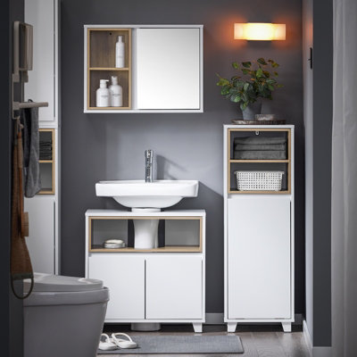Sobuy Bzr146-WLaundry Cabinet Laundry Chest Bathroom Storage Cabinet With Laundry Basket,white,w35Xd30Xh105 from B&Q