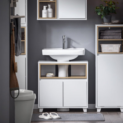 Sobuy Bzr148-WUnder Sink Cabinet Bathroom Vanity Unit Bathroom Cabinet Suitable For Pedestal Sinks,white,w60Xd30Xh60 from B&Q