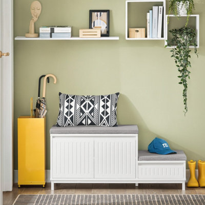 Sobuy Fsr172-WHallway Storage Bench Shoe Bench Shoe Cabinet With 2 Seats,white,w65Xd35Xh45 from B&Q