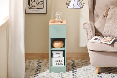 Sobuy Fbt111-GrSlim Bedside Table Bedside Cabinet Narrow Side Table Nightstand With Drawer And 2 Shelves For BedroomGreen from B&Q
