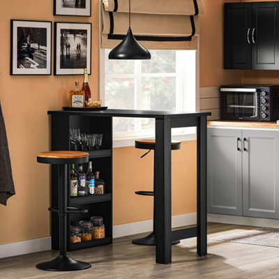 B&Q -  Tall Breakfast Bar Table Modern Dining Table With 3-Tier Storage Shelves,fwt17-Ii-Sch