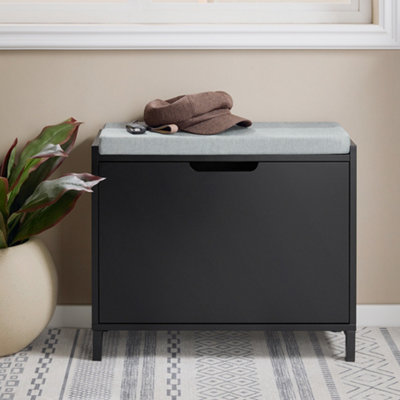 Sobuy Fsr151-K-SchHallway Shoe Bench Shoe Rack Shoe Cabinet With Seat Cushion And Flip-DrawerBlack,w60Xd24Xh51 from B&Q