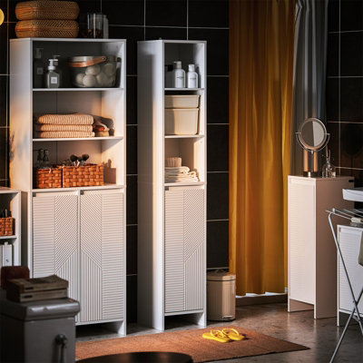 Sobuy Bzr158-WBathroom Tall Cabinet Cupboard Bathroom Storage Cabinet With Laundry Basket,white,w30Xd30Xh170 from B&Q