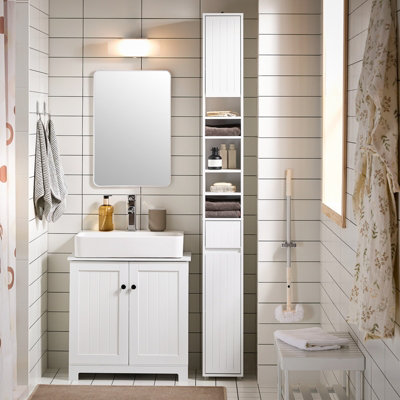 Sobuy Bzr160-WBathroom Tall Cabinet Cupboard Bathroom Cabinet Storage Cabinet,white,w20Xd20Xh180 from B&Q