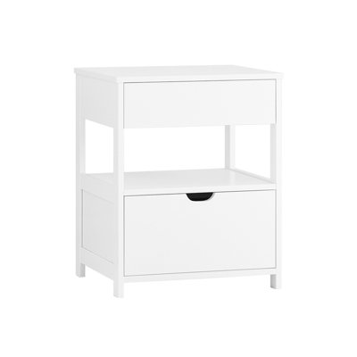 Sobuy Bedside Table Nightstand With 2 Drawers White Small Side Table