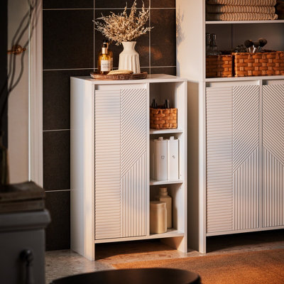 Sobuy Bzr156-WLaundry Cabinet Laundry Chest Bathroom Storage Cabinet With Laundry Basket,white,w30Xd50Xh86 from B&Q