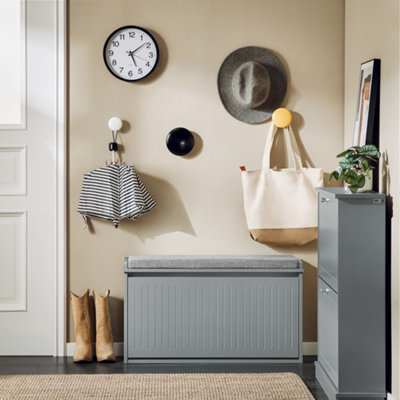 Sobuy Fsr98-L-Hg,shoe Bench With 1 Door Functional,grey,w62.6Xd30Xh70