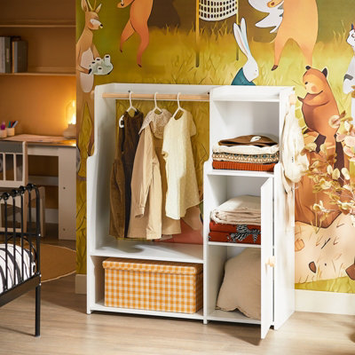 Sobuy Kmb110-WChildren Kids Wardrobe Closet Children Clothes Rack With Hanging Rail,white,w93.6Xd35Xh110 from B&Q