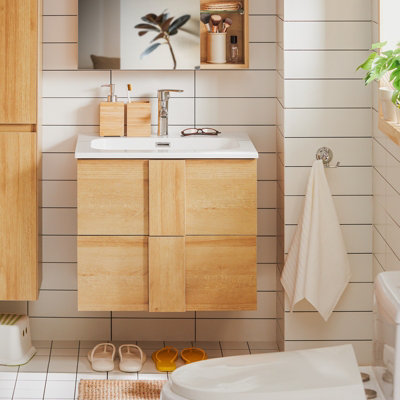 Sobuy Bzr172-N,bathroom Vanity Base Cabinet With Two Drawers Wood Veneer Wood Veneer,w60.5Xd46Xh54 from B&Q
