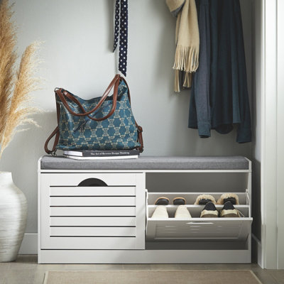Sobuy Shoe Cabinet With 2 Doors And Flip-Down Racks Storage 8 Pairs Load Capacity 36 Kg Fsr62-Ii-WWhite from B&Q