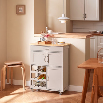 Sobuy Fkw45-KaSobuy Kitchen Trolley Storage Trolley Kitchen Storage Cabinet With Rubber Wood Worktop,w67Xd37.5Xh86.5 from B&Q