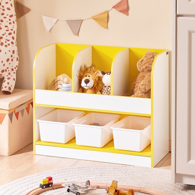 Sobuy Kmb107-GChildren Kids Bookcase Bookshelf Toy Shelf Storage Shelf With 3 Plastic BoxesGold,w70Xd30Xh58 from B&Q