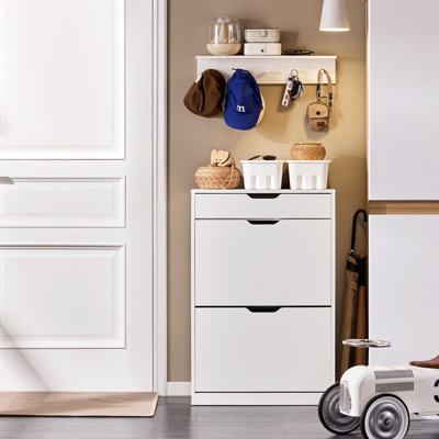 Sobuy Fsr180-W2 Flip-Drawers 1 Pull Out Drawer Shoe Cabinet Shoe Storage Cupboard Shoe Rack,white,w60Xd30Xh90 from B&Q