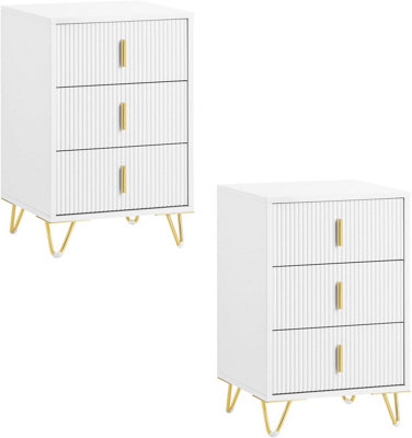 Sobuy Nightstand With 3 Drawers 15.7X14.2X24.8 Inch Fbt115-L-Wx2White from B&Q
