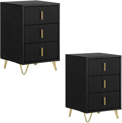 Sobuy Nightstand With 3 Drawers 15.75X15.75X24.80 Inch Fbt115-L-Schx2Black from B&Q
