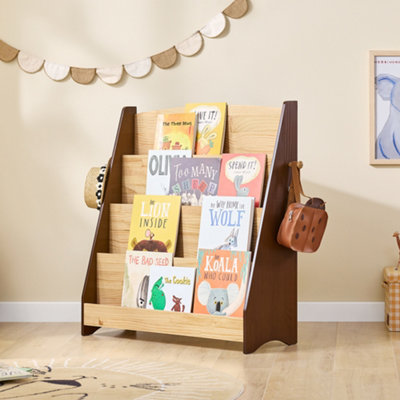 Sobuy Kmb32-N,kids Bookshelf Floor Standing Bookcase 4 Compartments 2 Hooks Toy Storage,wood Veneer,w91Xd30.4Xh88.5 from B&Q