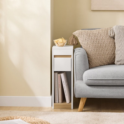 Sobuy Fbt163-Nw,narrow Bedside Table Nightstands With Removable Top And Drawer 20Cm Wide Side Table,w20Xd35Xh60 from B&Q