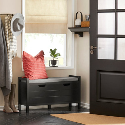 Sobuy Fsr63-Ii-SchShoe Bench Shoe Rack Shoe Cabinet Hallway Storage Bench With Seat CushionBlack,w91Xd30Xh50 from B&Q
